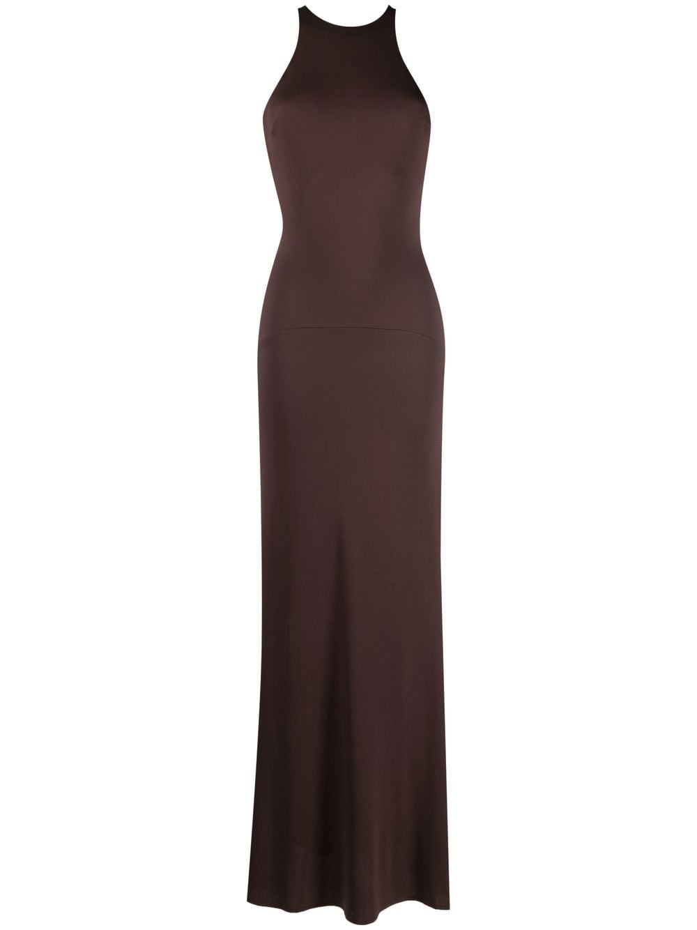 Elisabetta Franchi Open-back Sleeveless Dress In Marrone