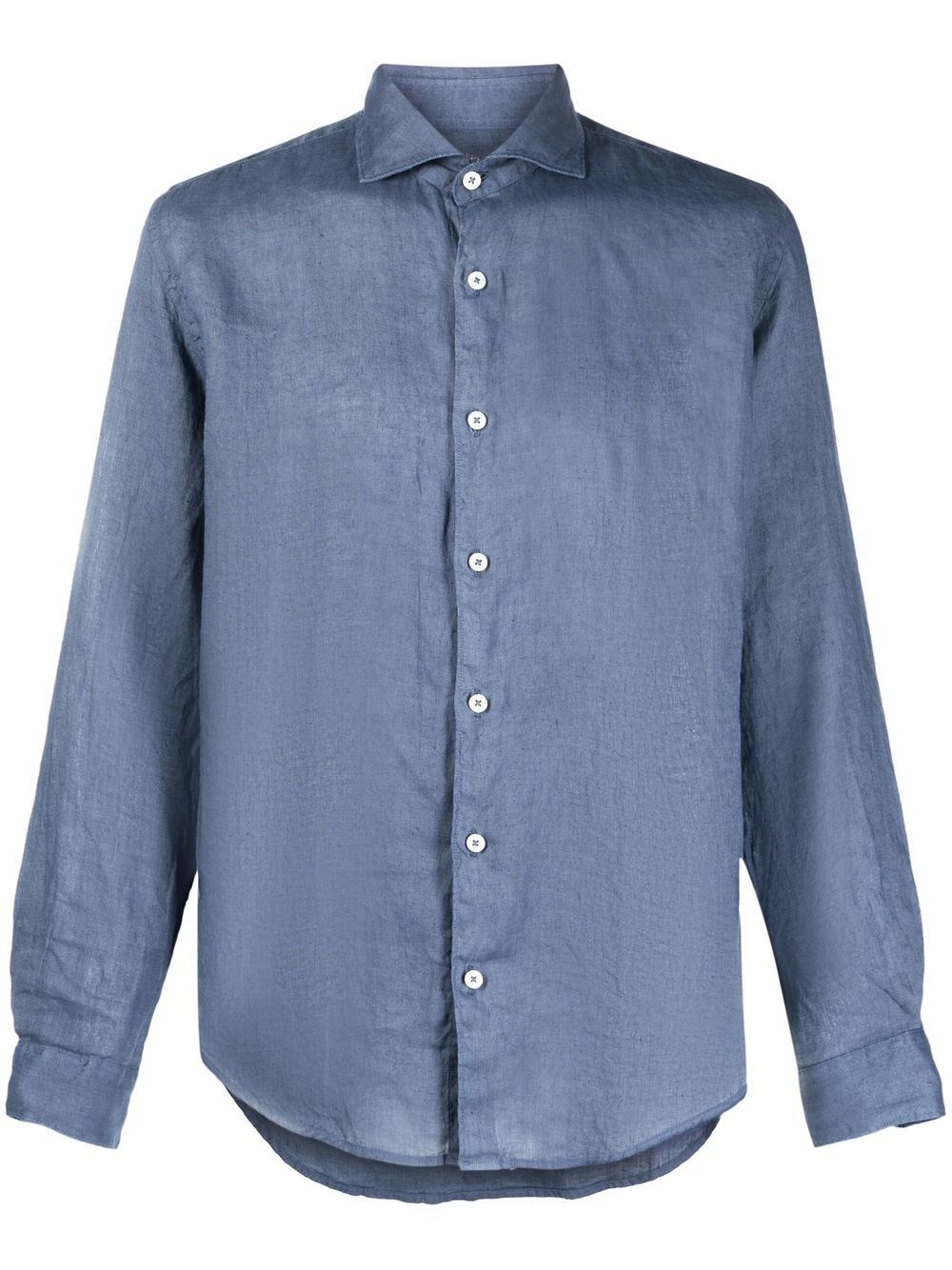 Altea Linen Long-sleeve Shirt In Blue
