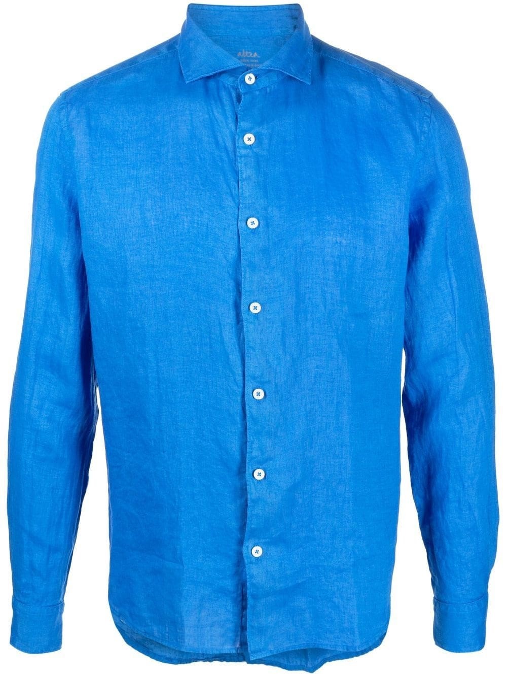 Altea Linen Long-sleeve Shirt In Blu