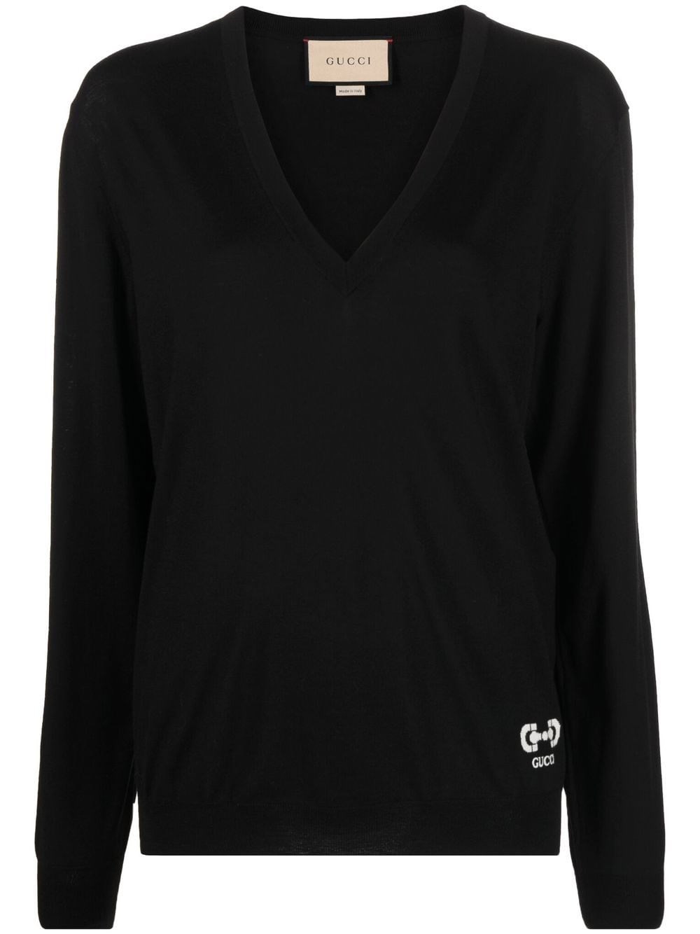 GUCCI LONG SLEEVE V-NECK TOP