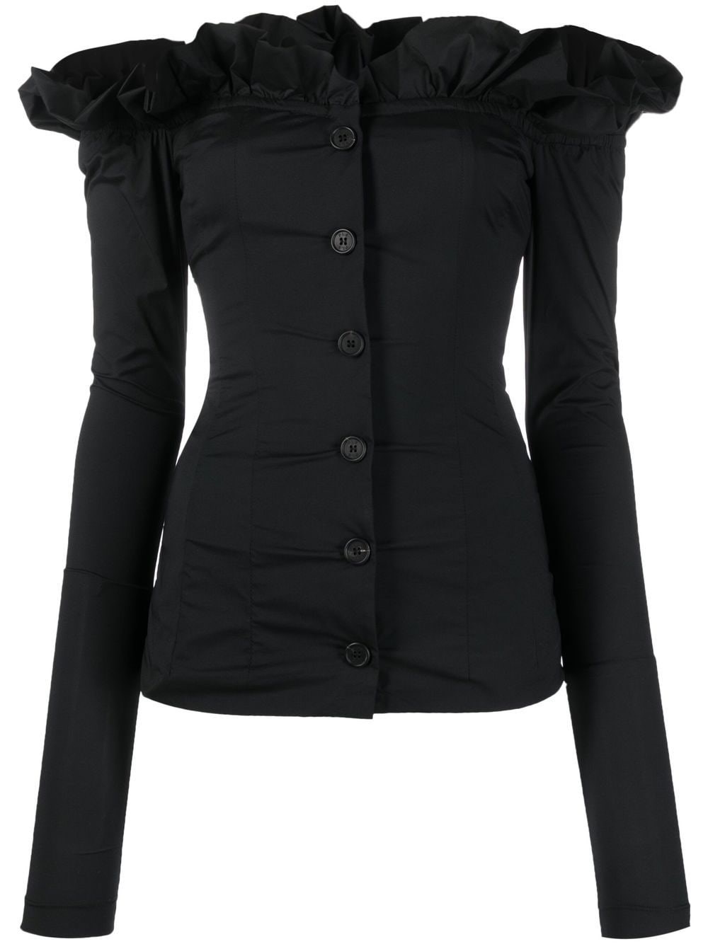 Shop Philosophy Di Lorenzo Serafini Off -the-shoulder Shirt In Nero