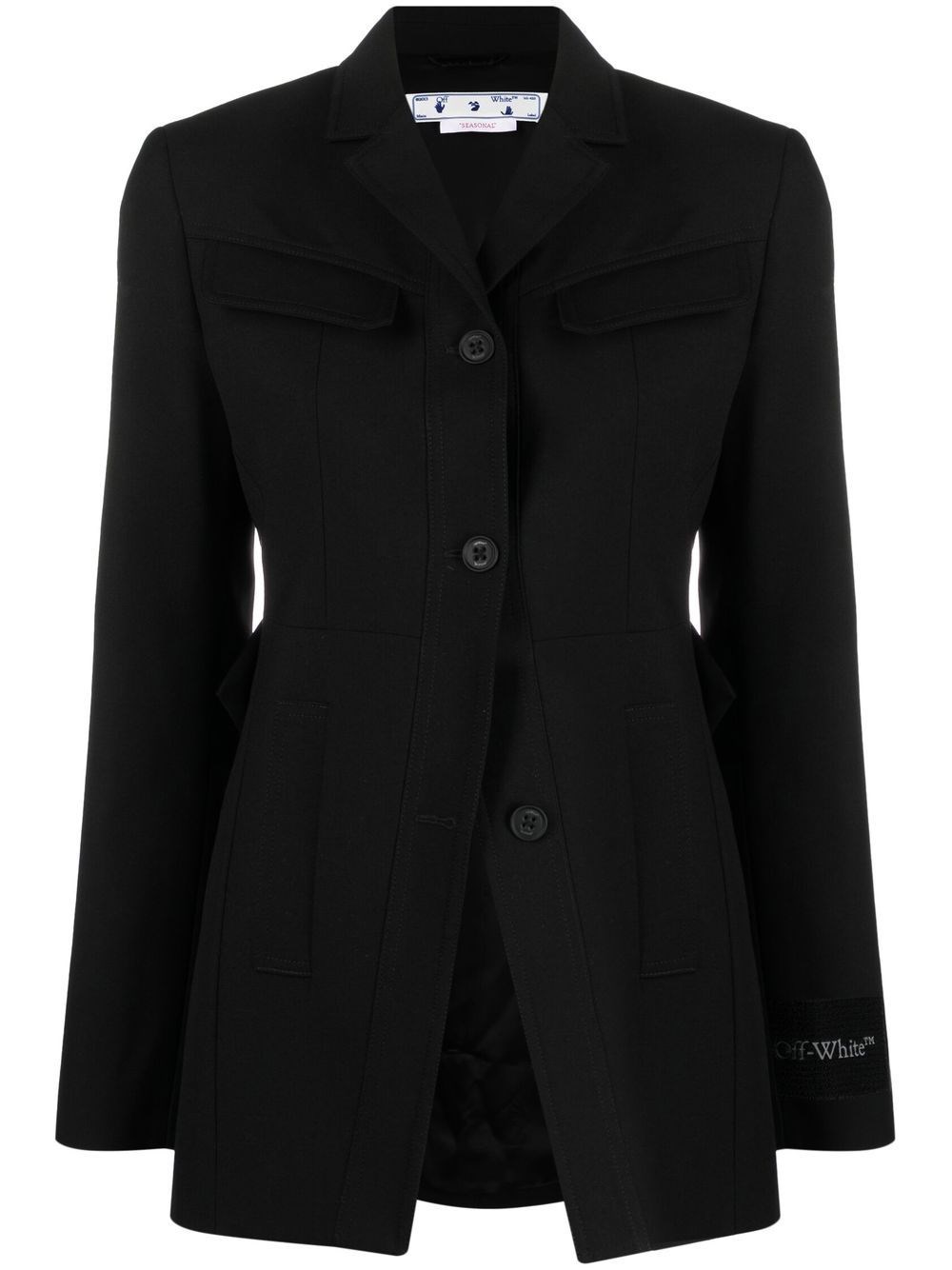 Off-white Off White Wool Single Breasted Jacket In Nero