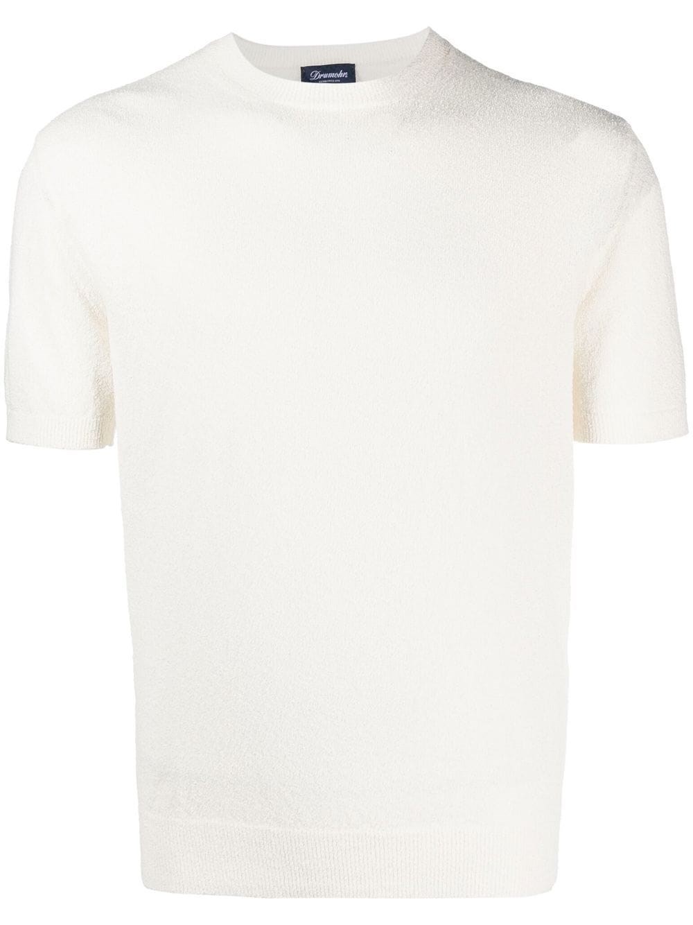 Shop Drumohr Short Sleeve Crew-neck Sweater In Bianco