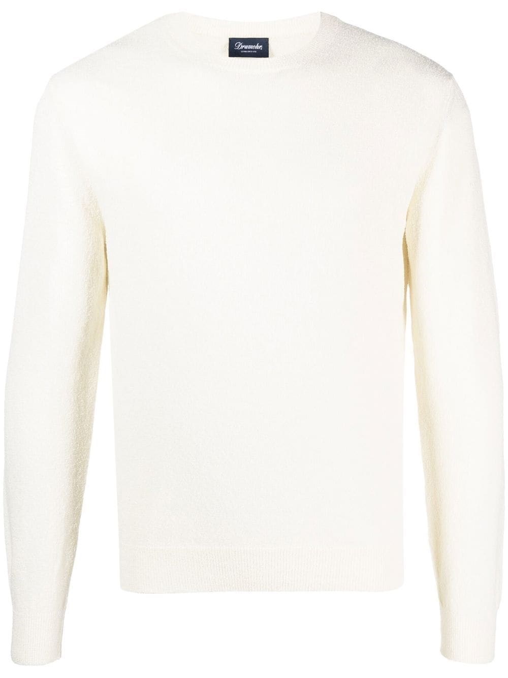 Drumohr Textured Finish Long Sleeve Crew-neck Sweater In Bianco