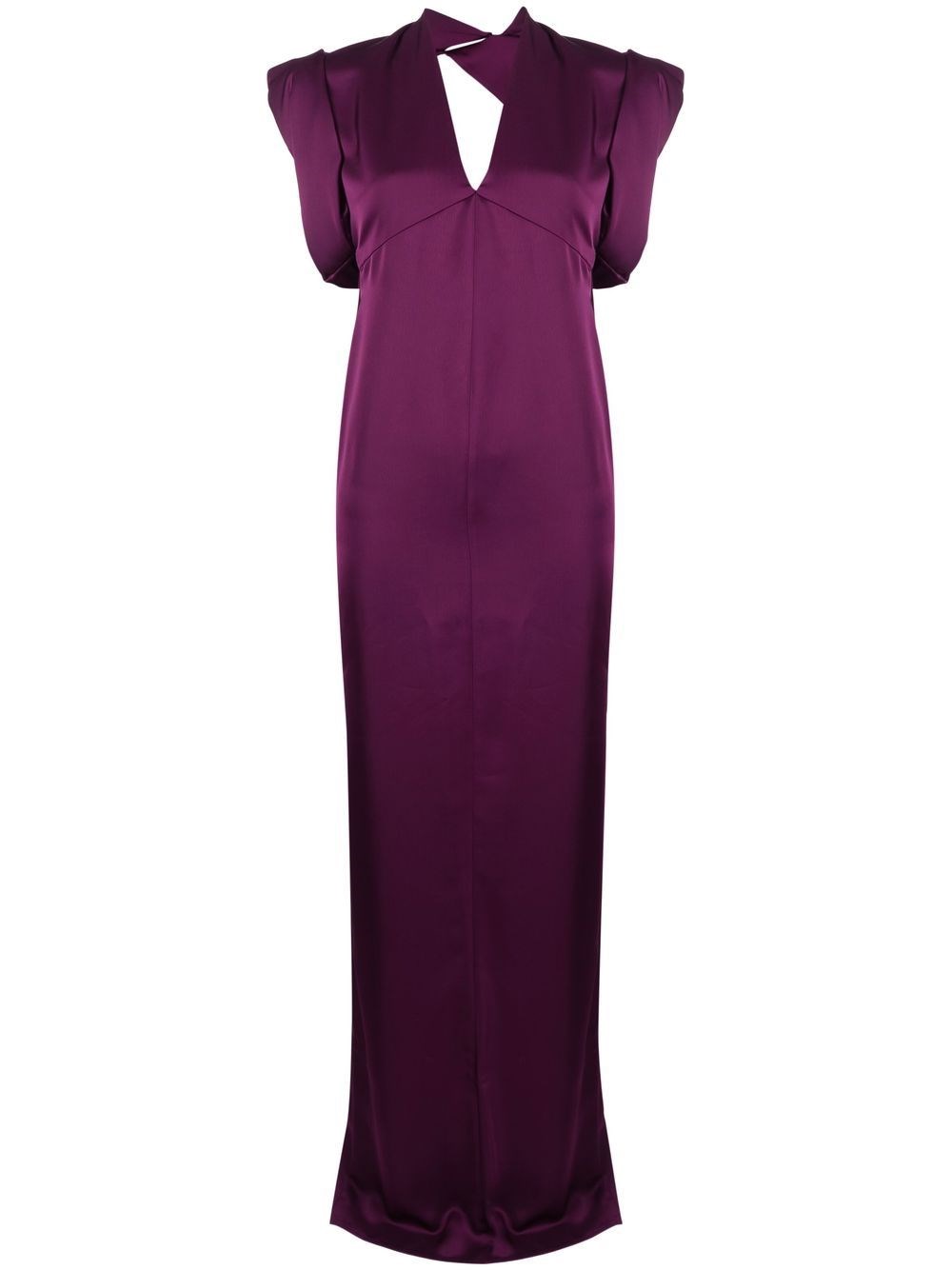 Attico Long Double Satin Dress In Rosa