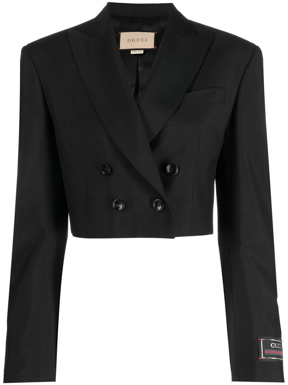 Gucci Wool Mohair Cropped Jacket In Black