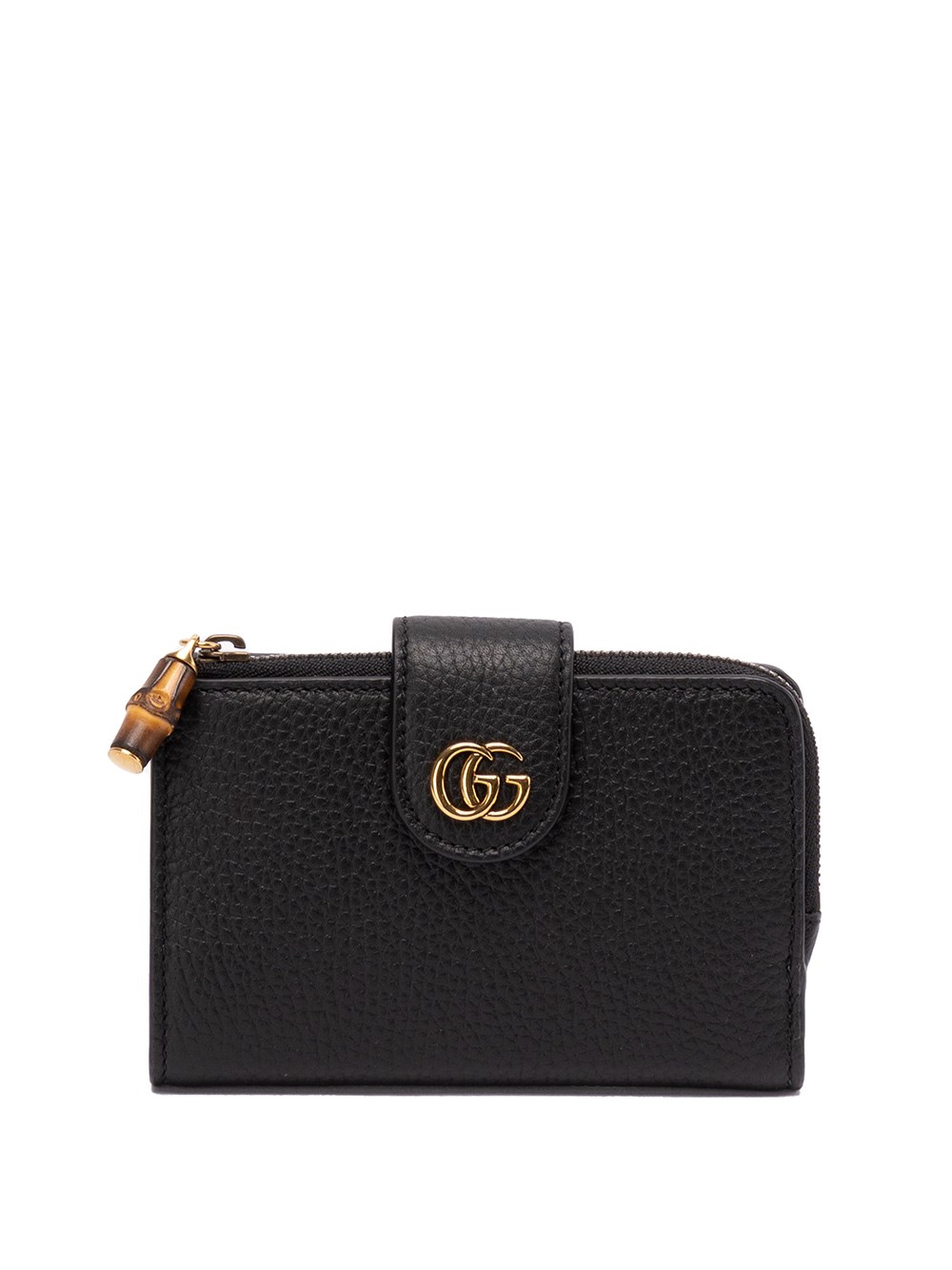 Gucci Medium `double G` Wallet With Bamboo In Black  