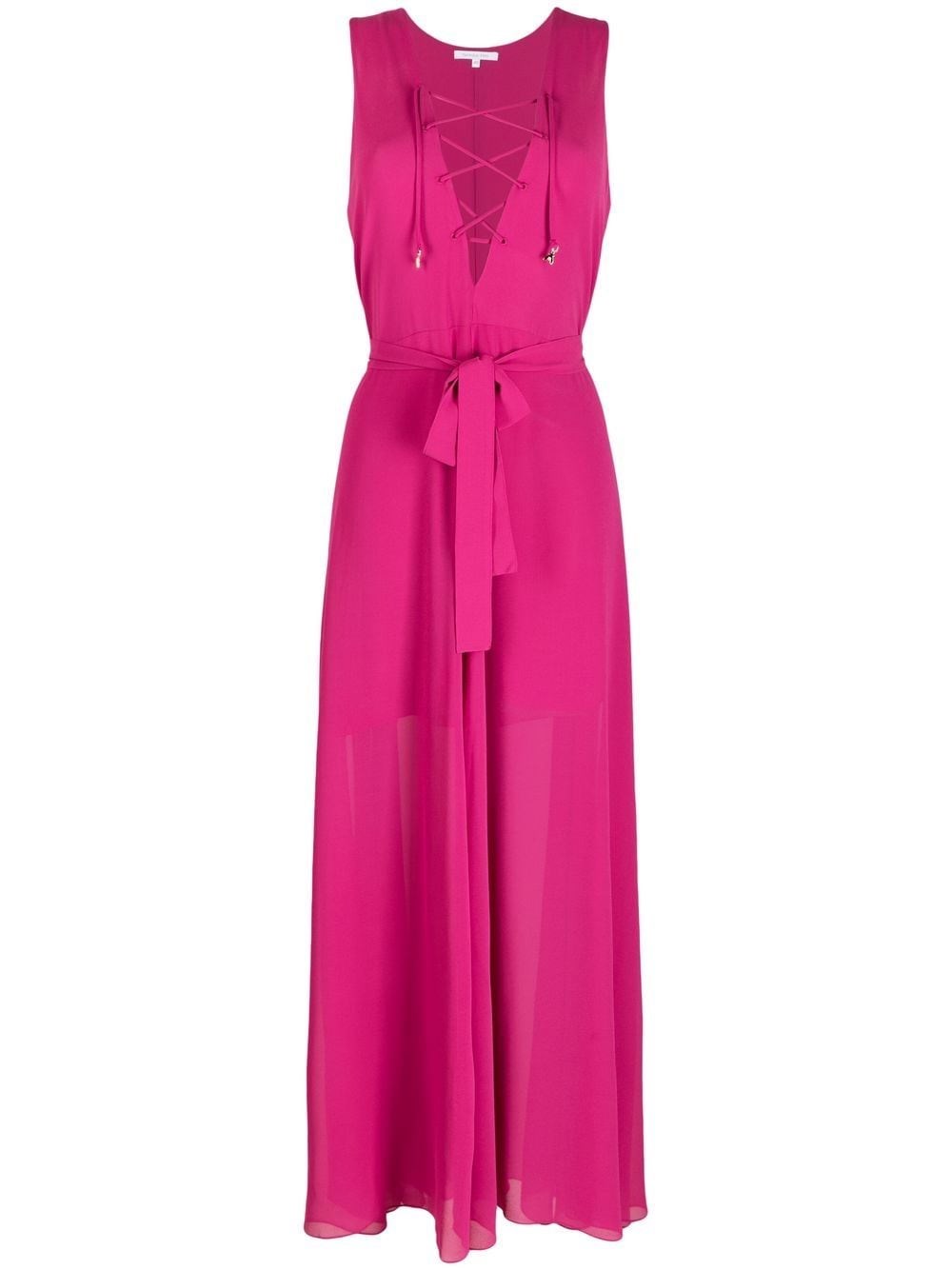 Patrizia Pepe Belted Long Dress In Rosa