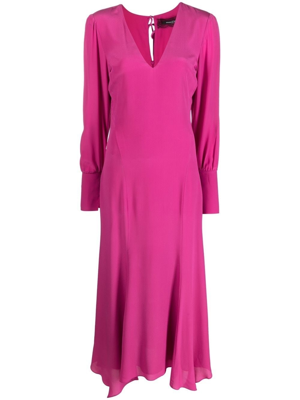 Patrizia Pepe Long-sleeve Silk Midi Dress In Rosa