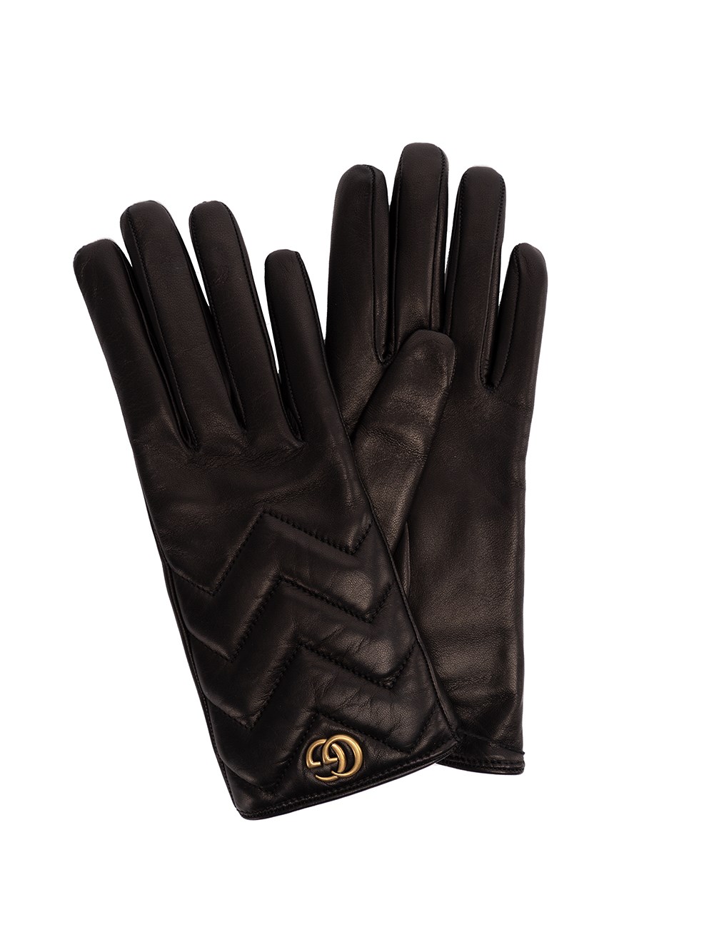 GUCCI `GG MARMONT` CHEVRON LEATHER GLOVES
