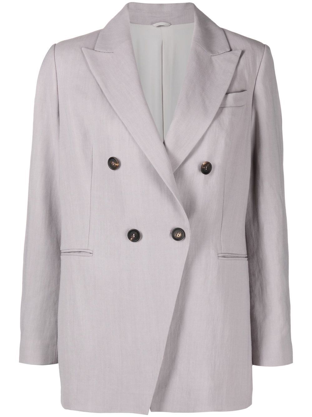 Brunello Cucinelli Double-breasted Woven Suit Jacket In Rosa