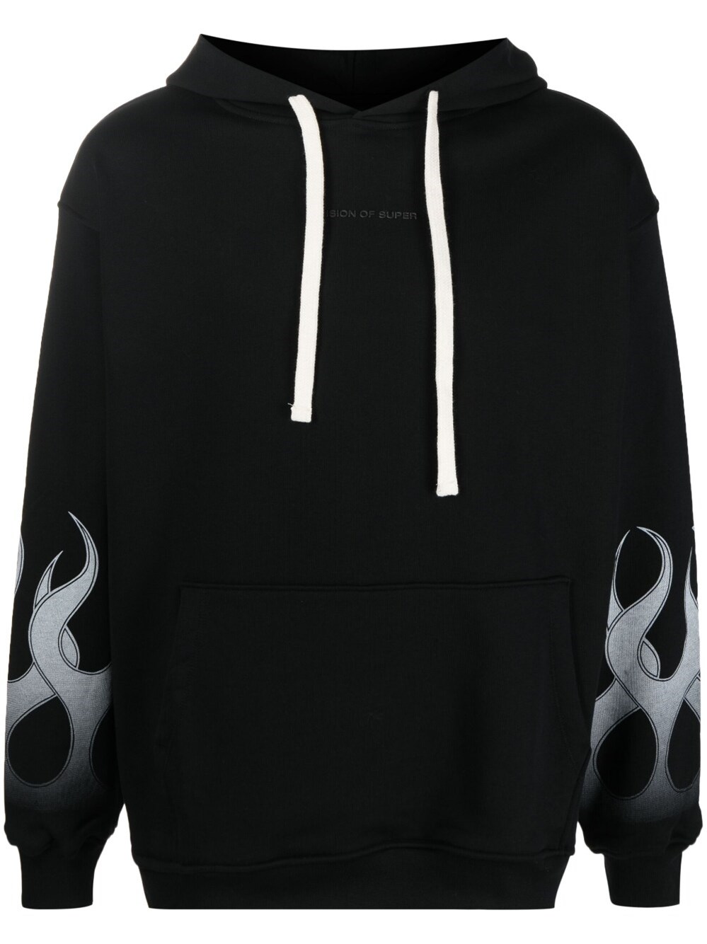Vision Of Super Negative White Flames Hoodie In Nero