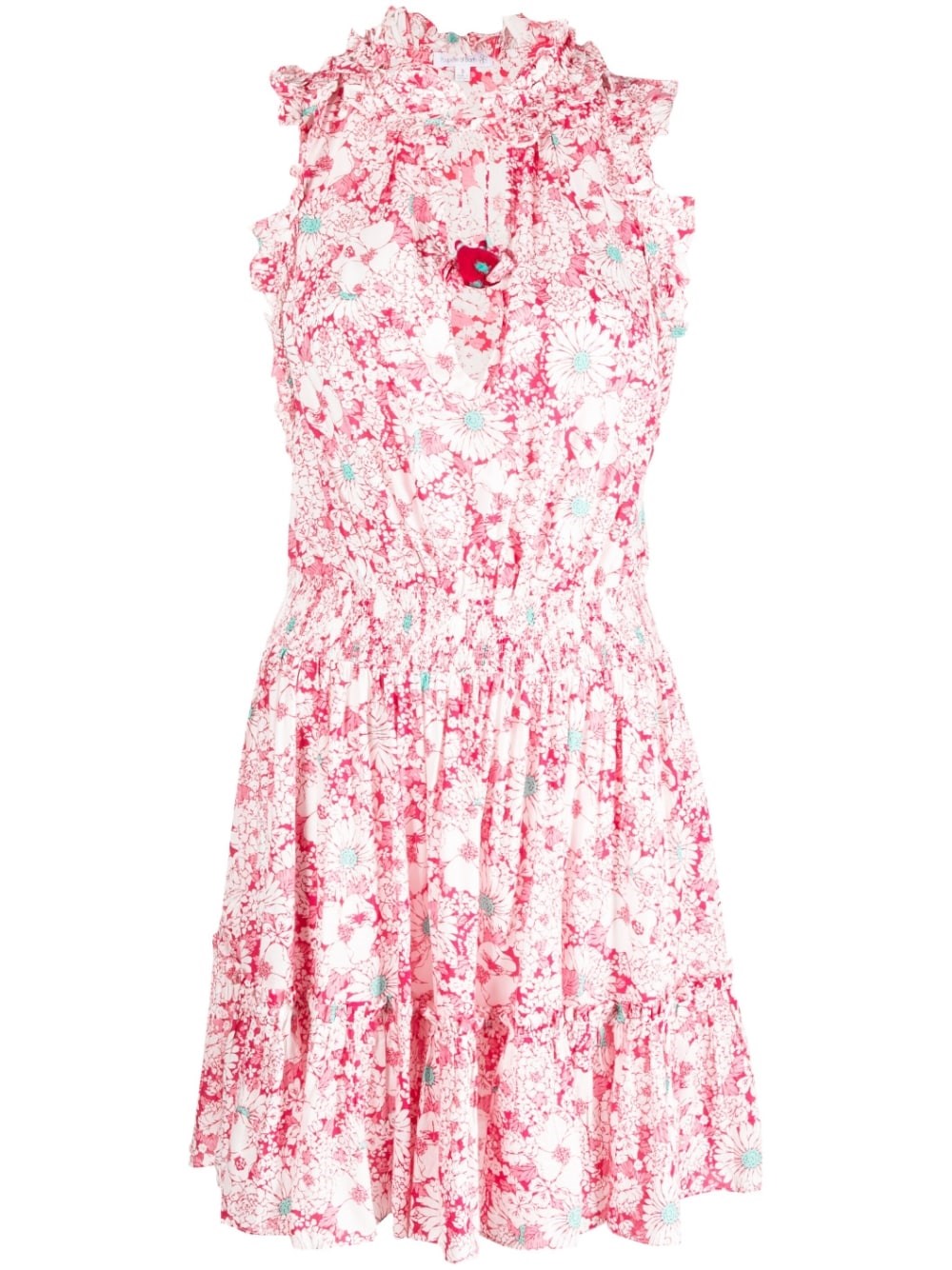 Poupette St Barth `triny V` Mini Dress In Pink Damask