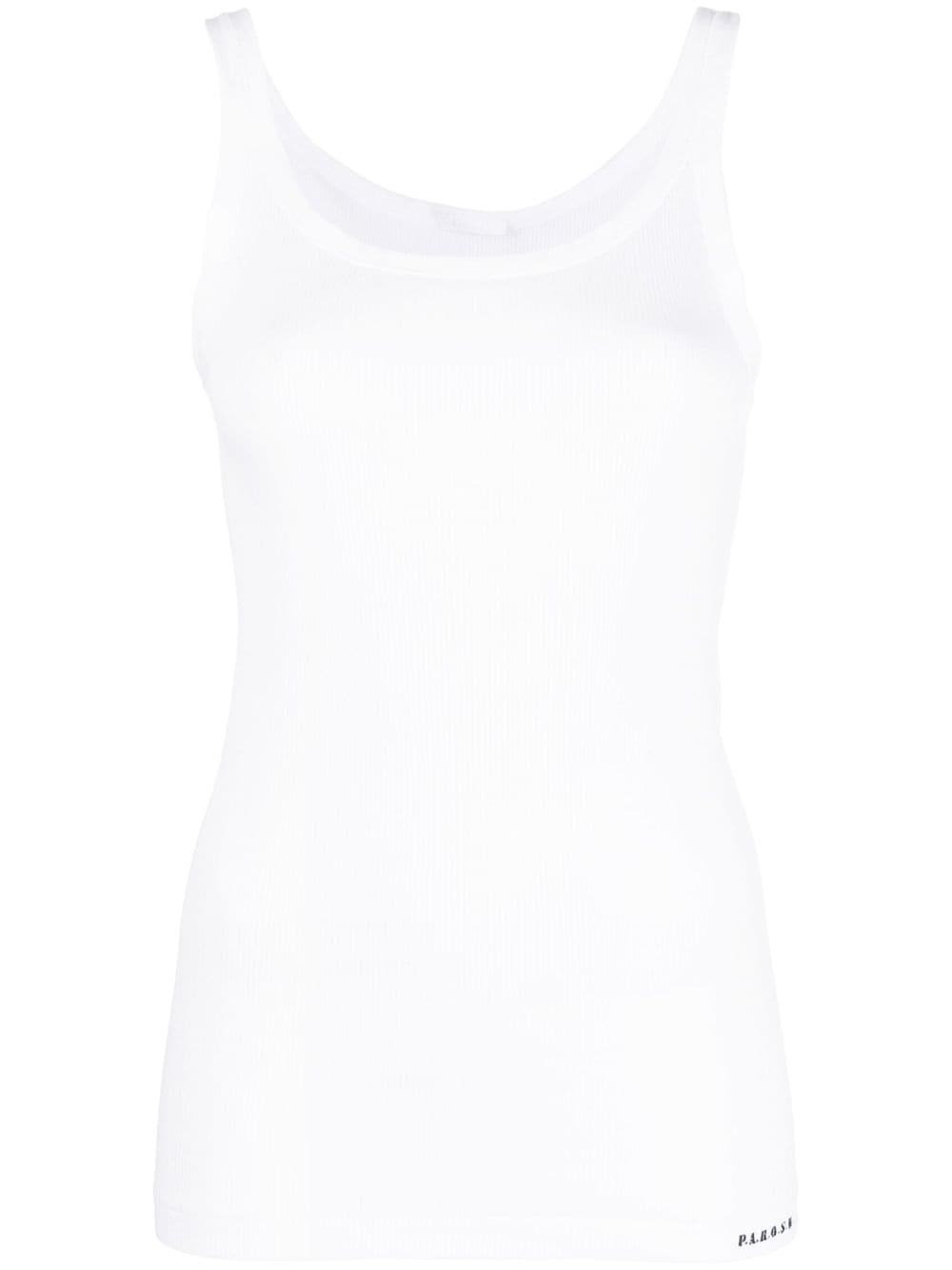 P.a.r.o.s.h Fitted Ribbed Tank Top With Scoop Neck In White