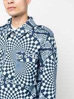 Buy BLUEMARBLE Folk Checkerboard Print Overshirt 'Blue' - JA47 TW20A23 BLU