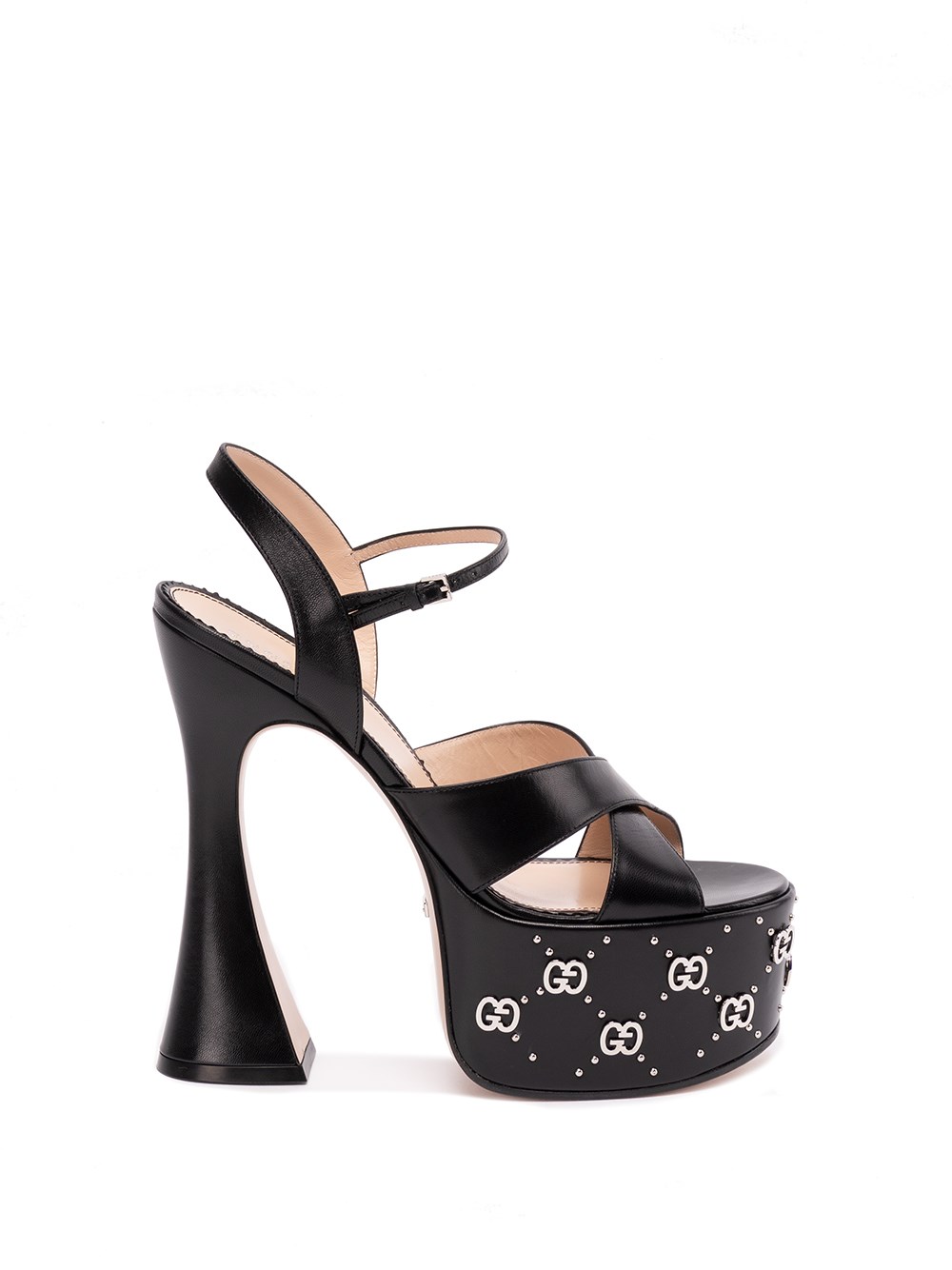 Gucci Interlocking G Studded Platform Sandals 155 In Black