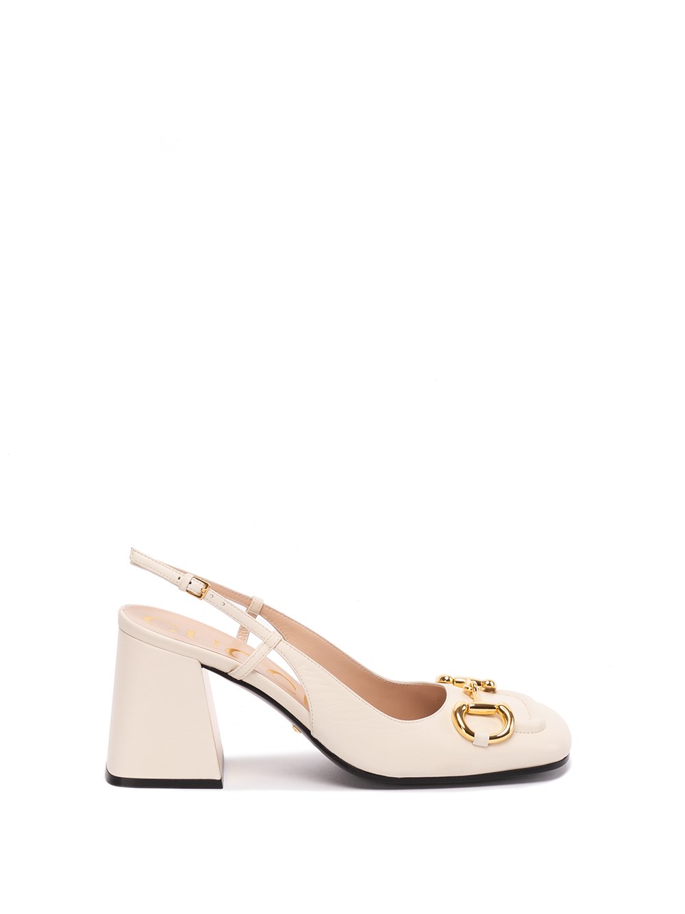 Gucci Mid-heel Slingback Sandals With Horsebit In White