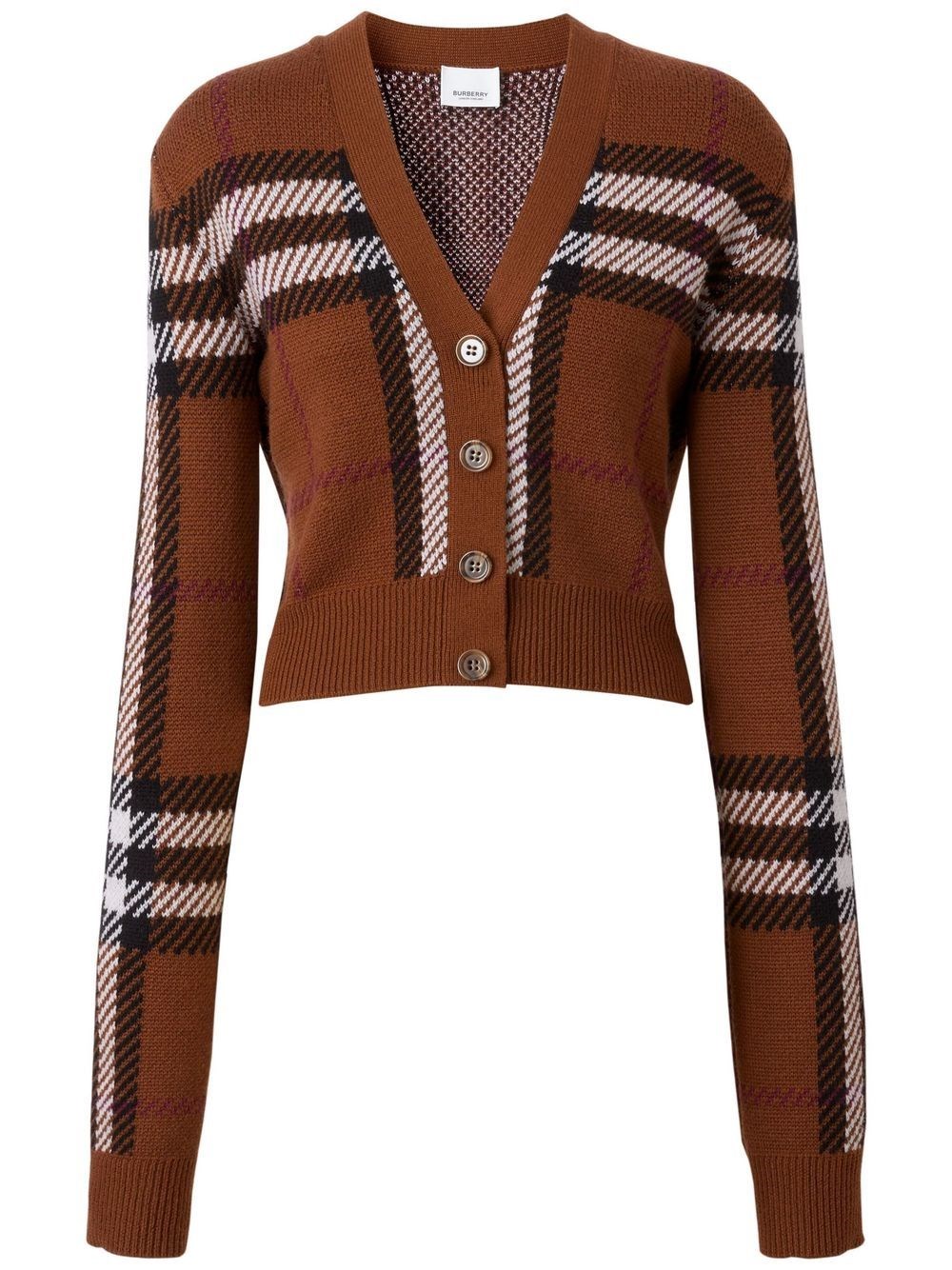 BURBERRY `KEELAN` CROPPED V-NECK SWEATER