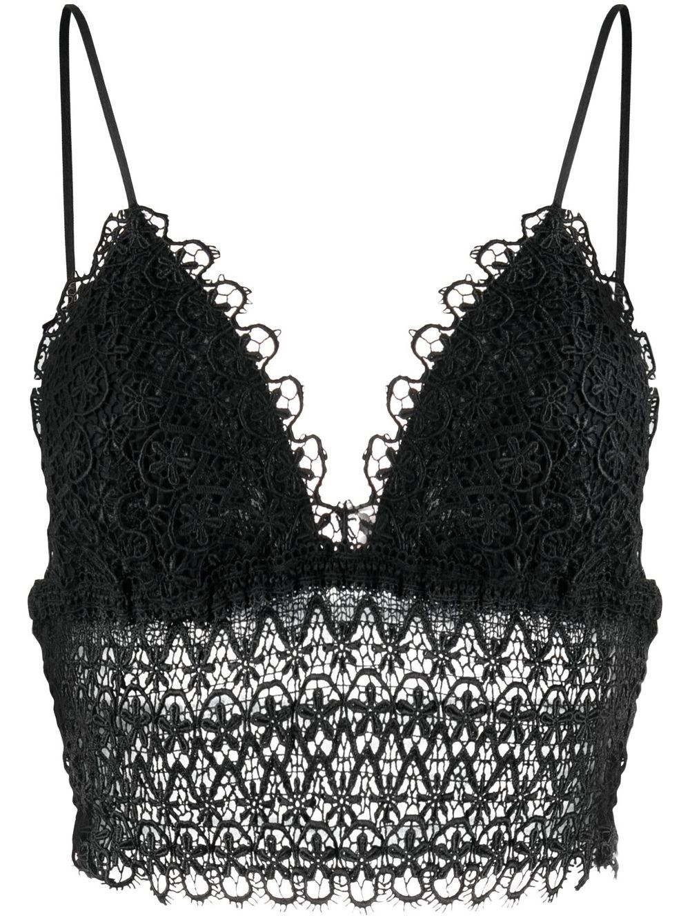 Charo Ruiz Delia Lace-embroidered Crop Top In Black  