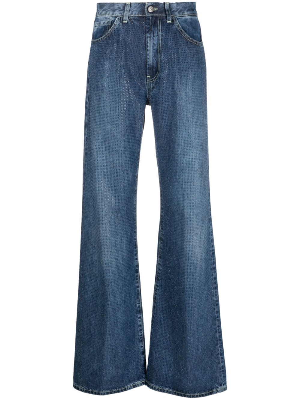 Dondup Wide Leg Amber Jeans In Fixed Denim In Blue