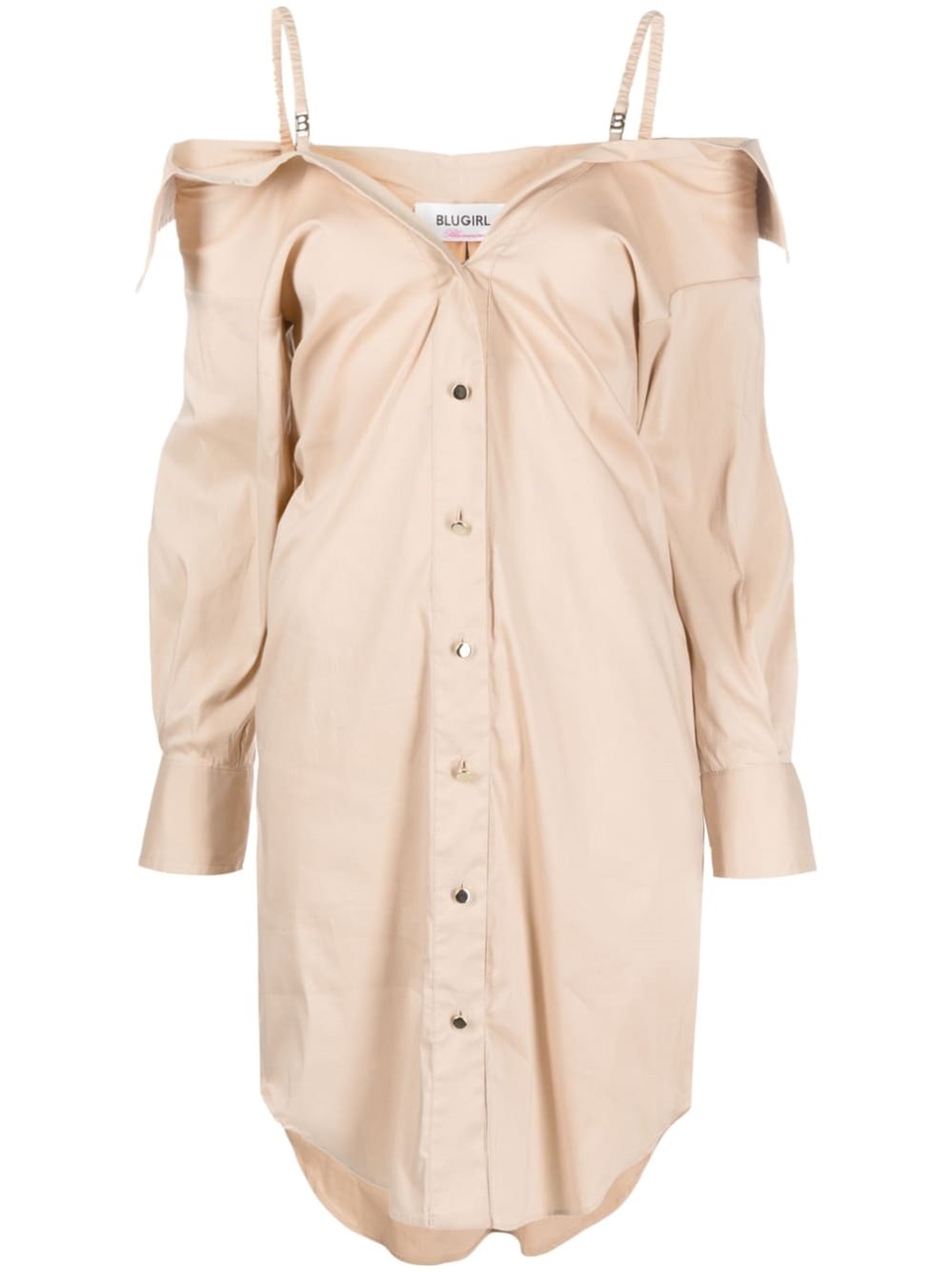 Blugirl Off-shoulder Shirt Dress In Beige