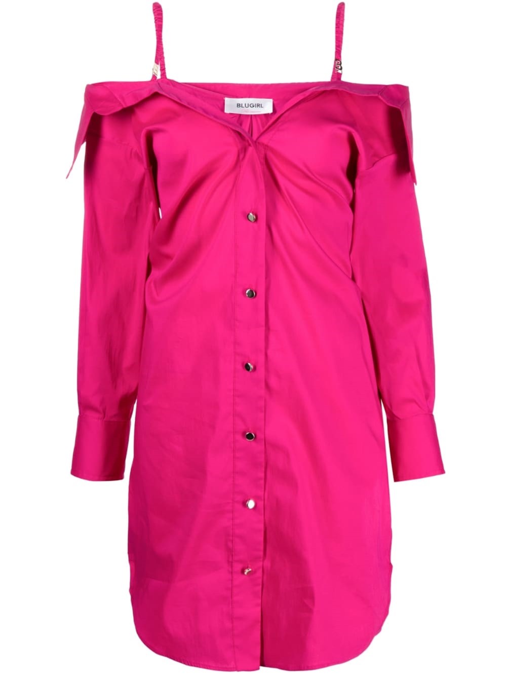 Blugirl Off-shoulder Shirt Dress In Pink