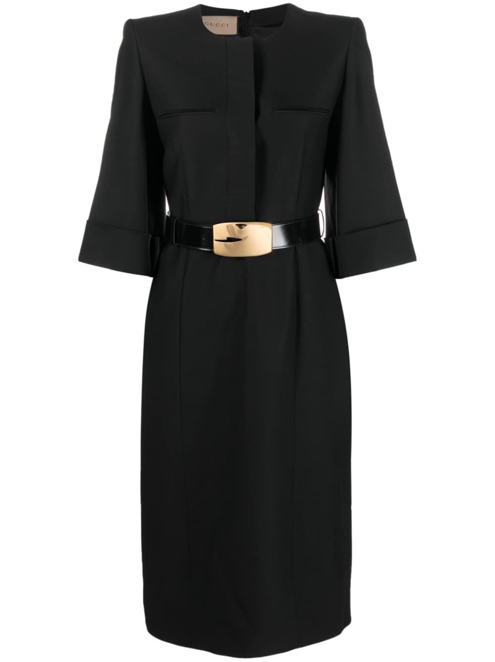 GUCCI SOFT WOOL SILK DRESS WITH LEATHER BELT