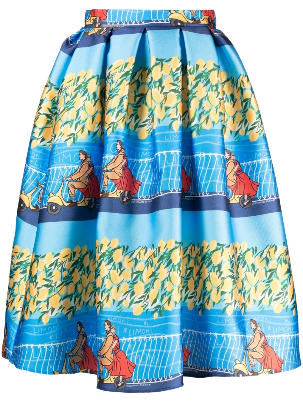 Alessandro Enriquez Illustration-print Pleated Full Skirt In Multi