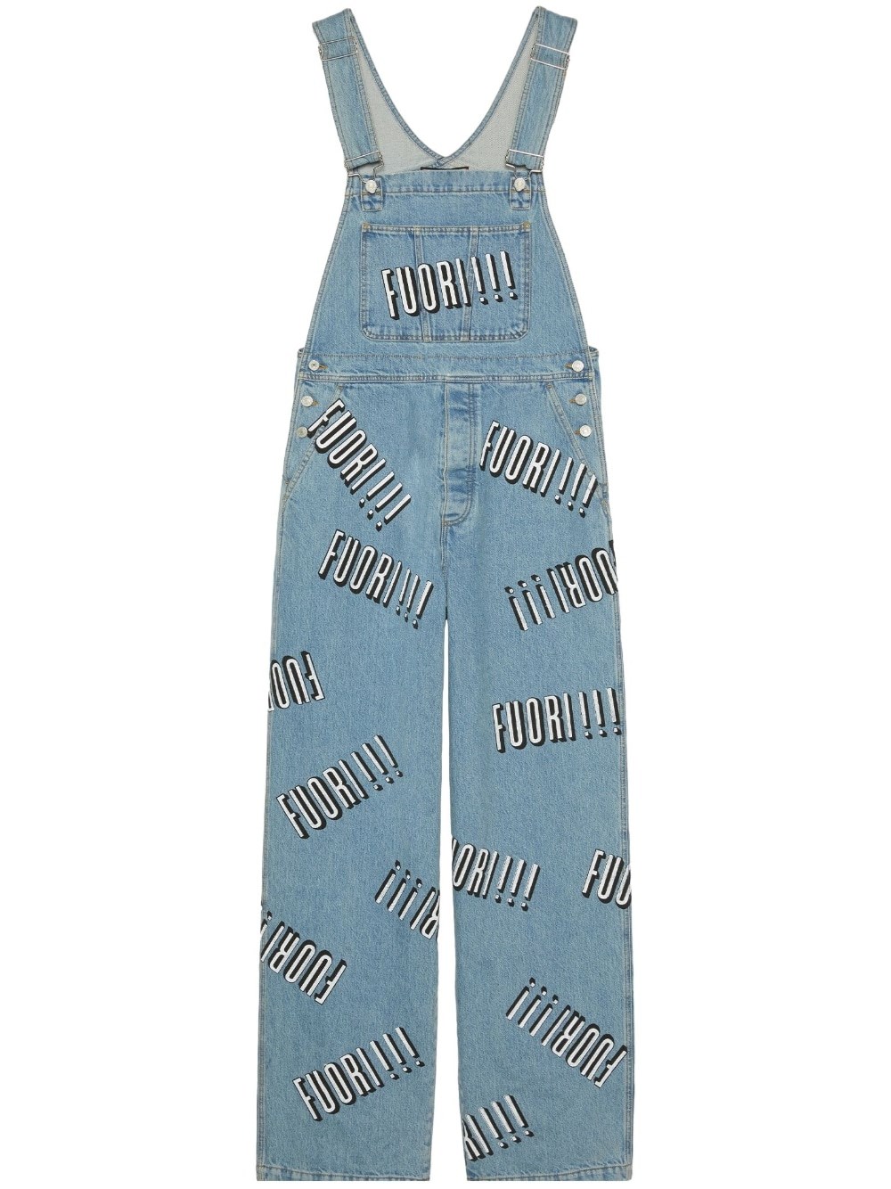 Gucci Fuori!!! Print Denim Dungarees In Blue