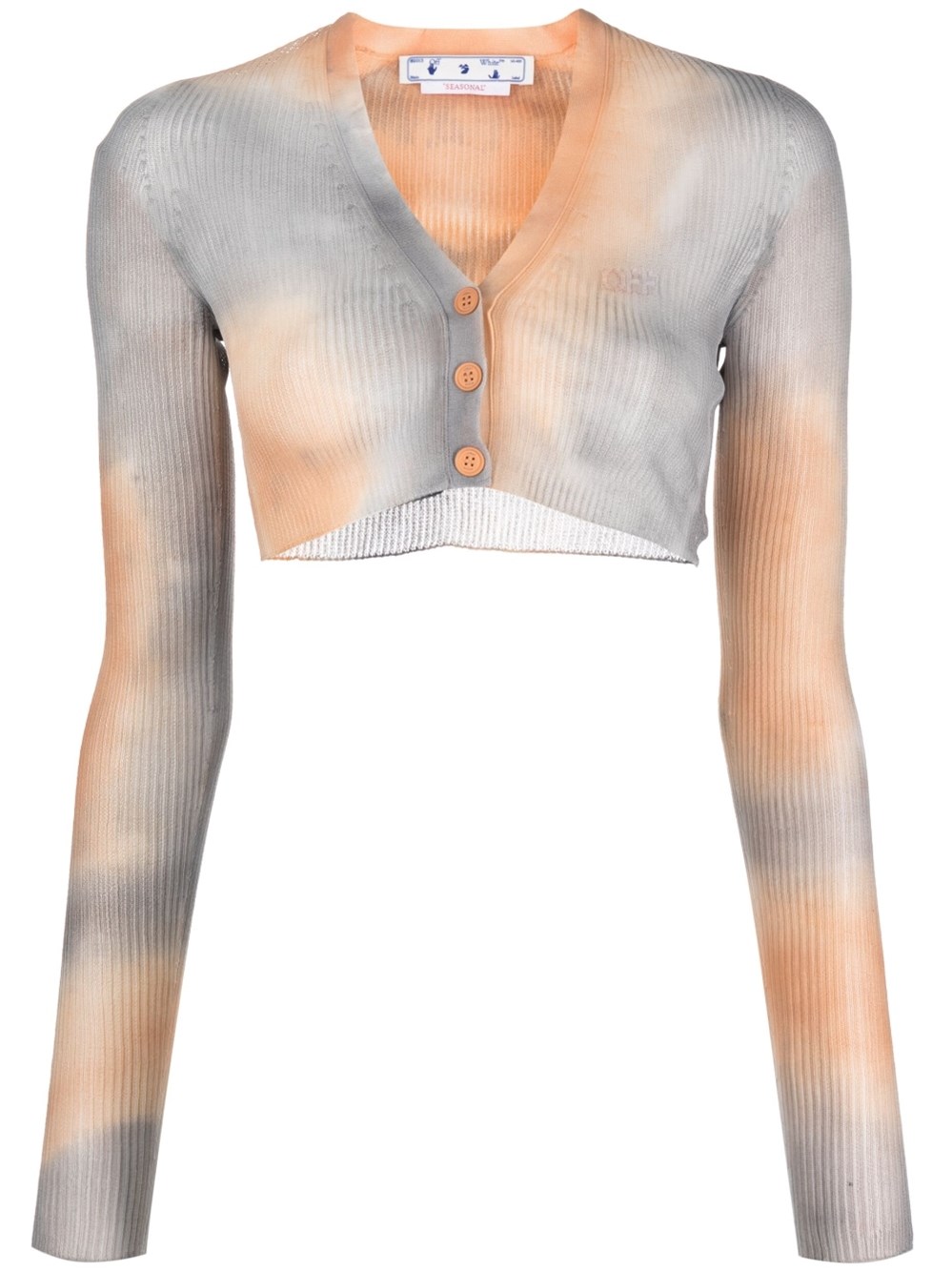 Off-white Faded-effect Cropped Cardigan In Brown