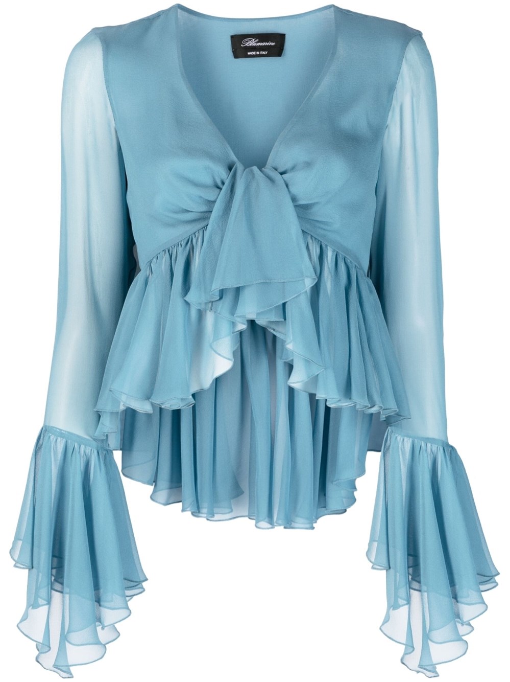 Blumarine Ruched-detail Blouse In Blue