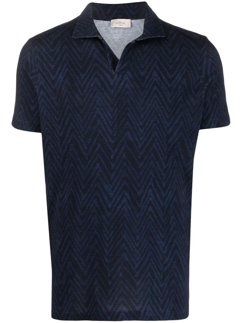 Altea Chevron-print Cotton Polo Shirt In Blue