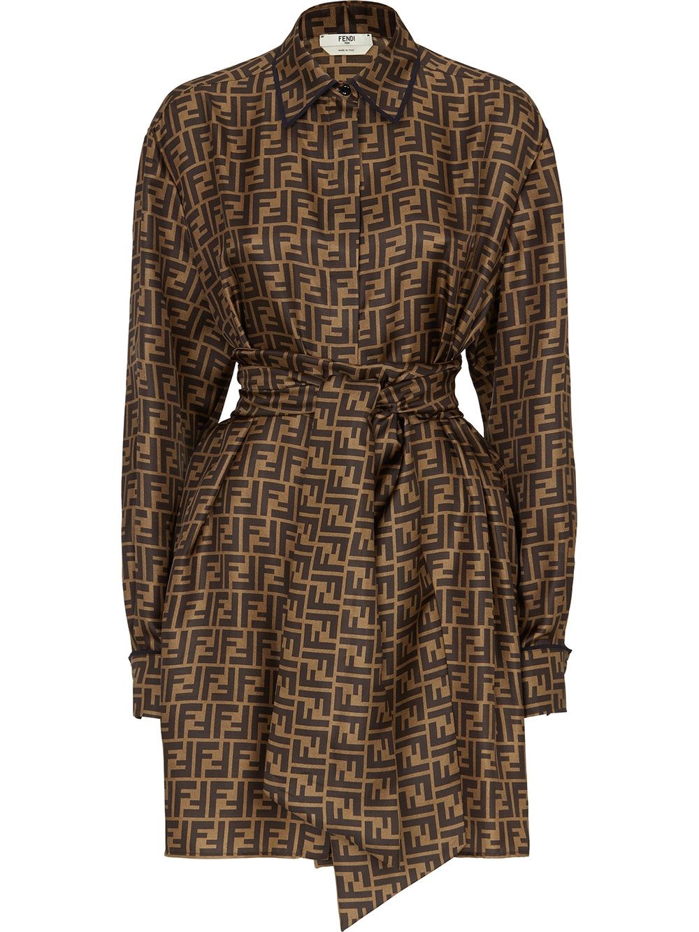 Shop Fendi `ff` Dress In Brown