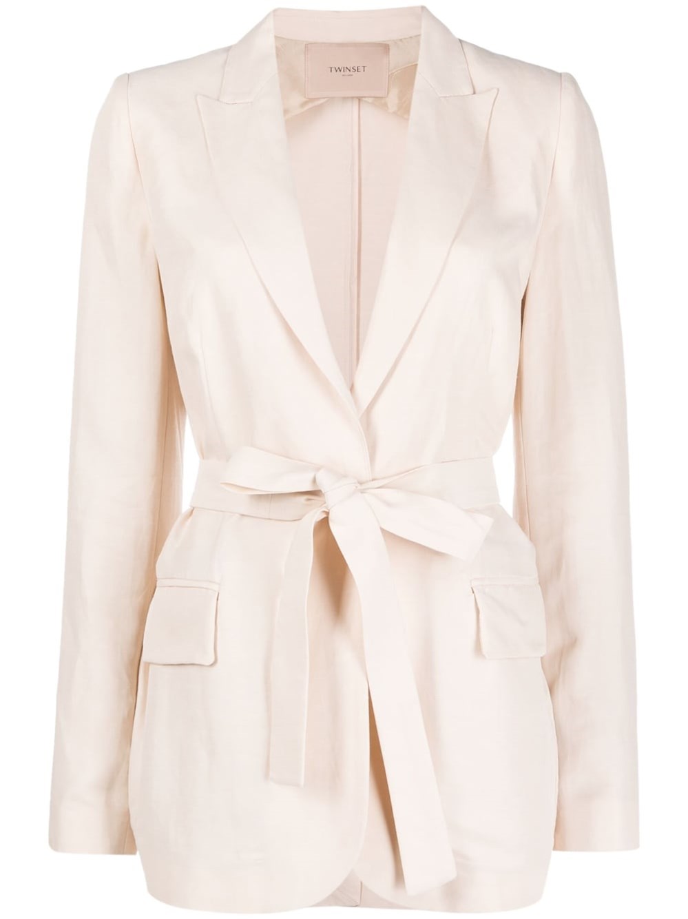 Twinset Single-breasted Tied-waist Blazer In Pink