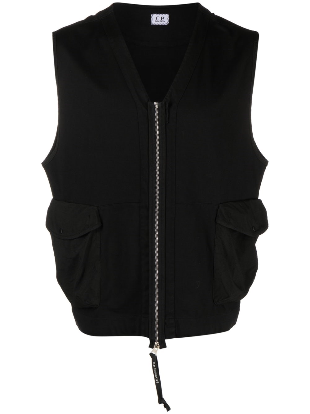 C.P. COMPANY HEAVY JERSEY MIXED ZIPPED VEST