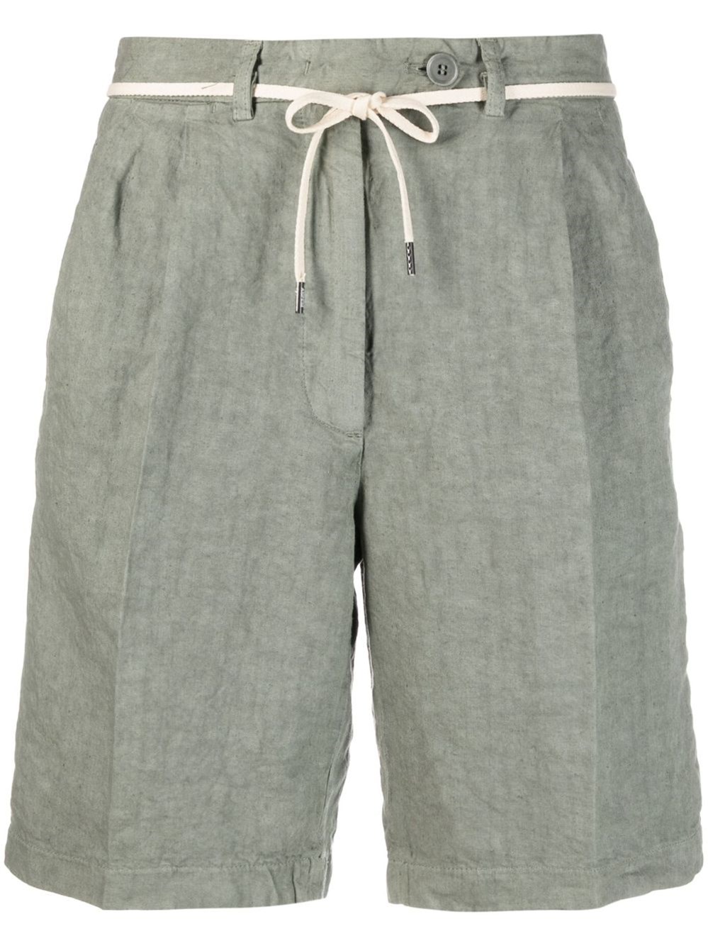 Aspesi Tie-waist Linen Shorts In Gray