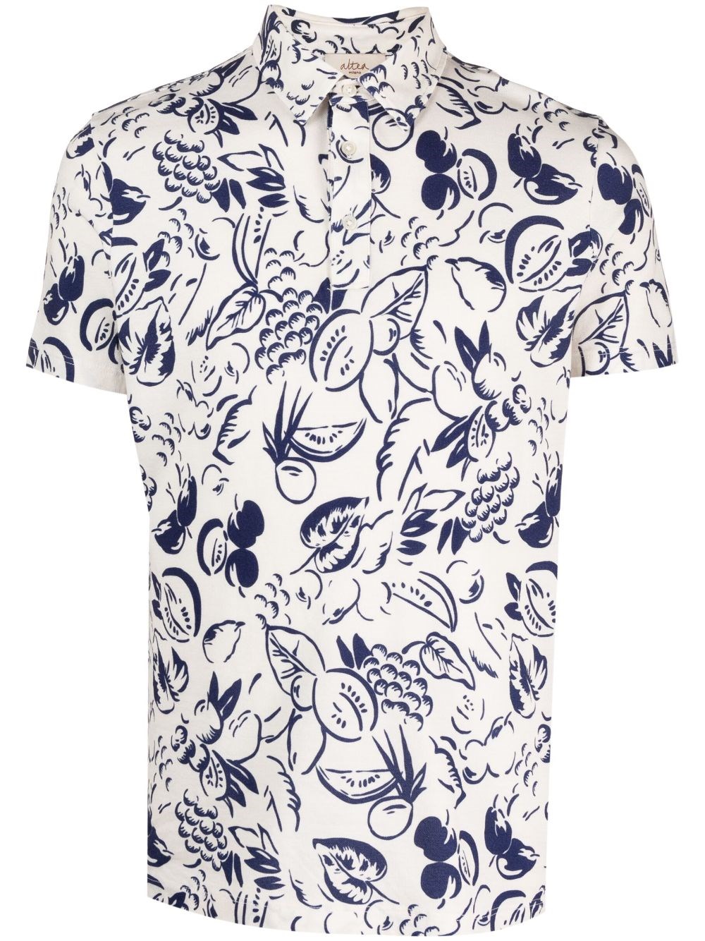 Altea Fruit-print Shortsleeved Polo Shirt In Beige