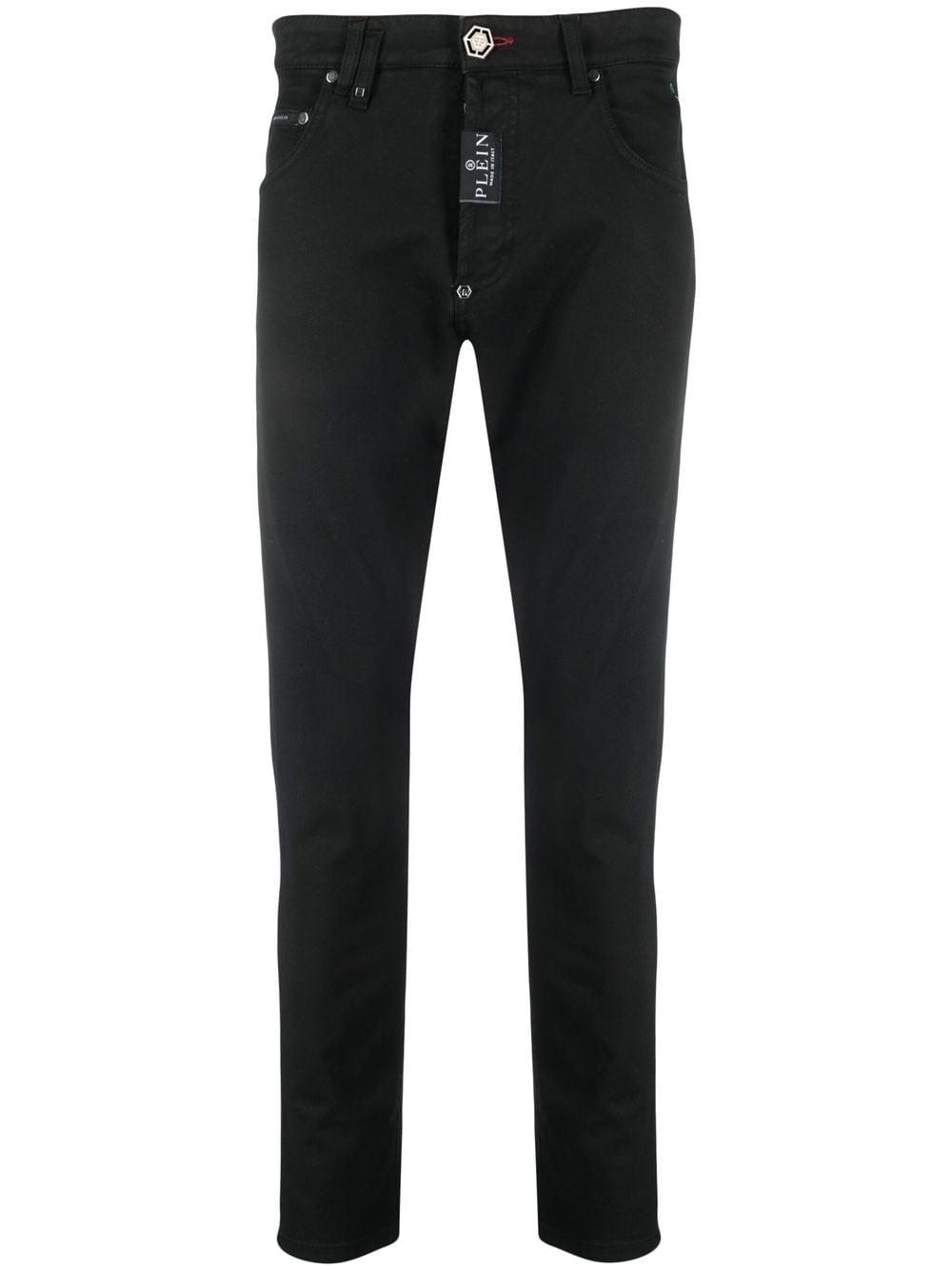 Philipp Plein Hexagon Low-rise Slim-cut Jeans In Black  