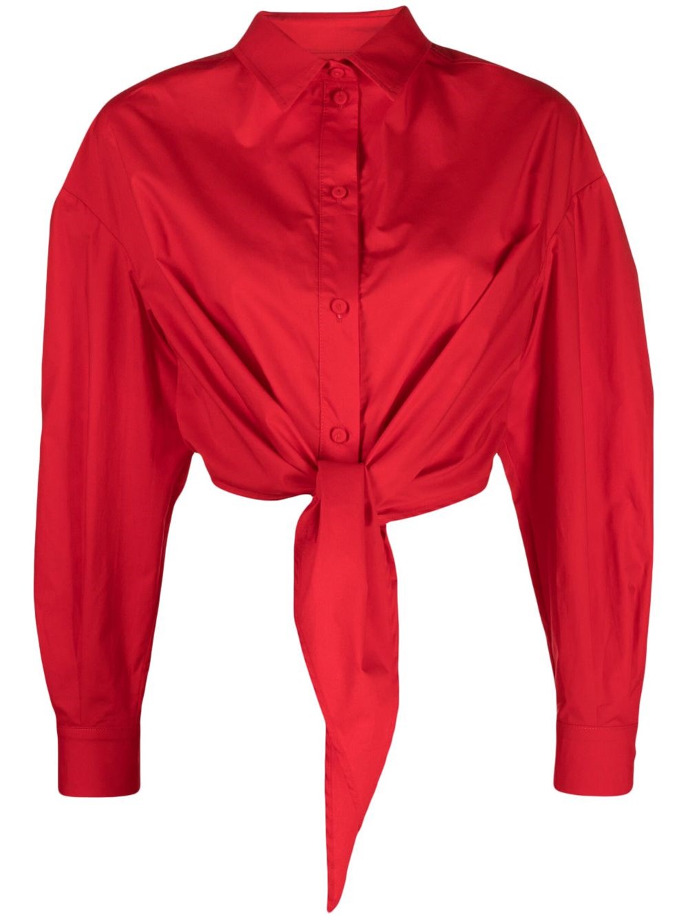 Alessandro Enriquez Tie-up Cropped Shirt In Red
