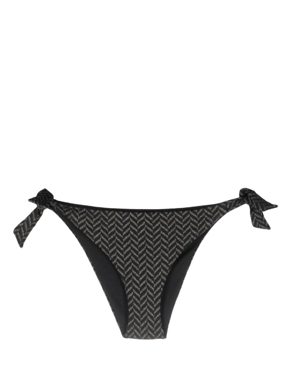 Twinset Herringbone-pattern Bikini Bottoms In Black