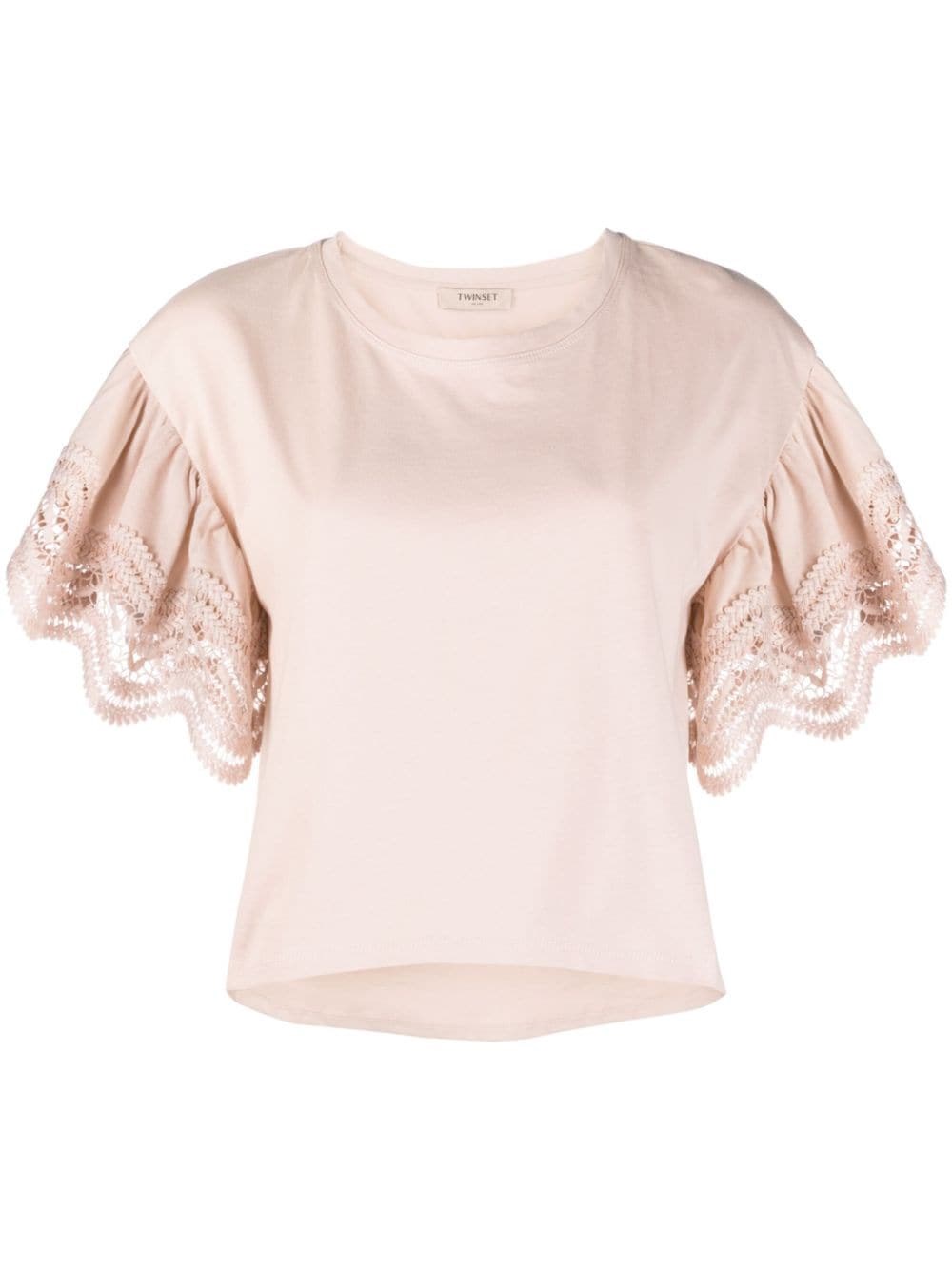 Twinset Lace-trim T-shirt In Pink