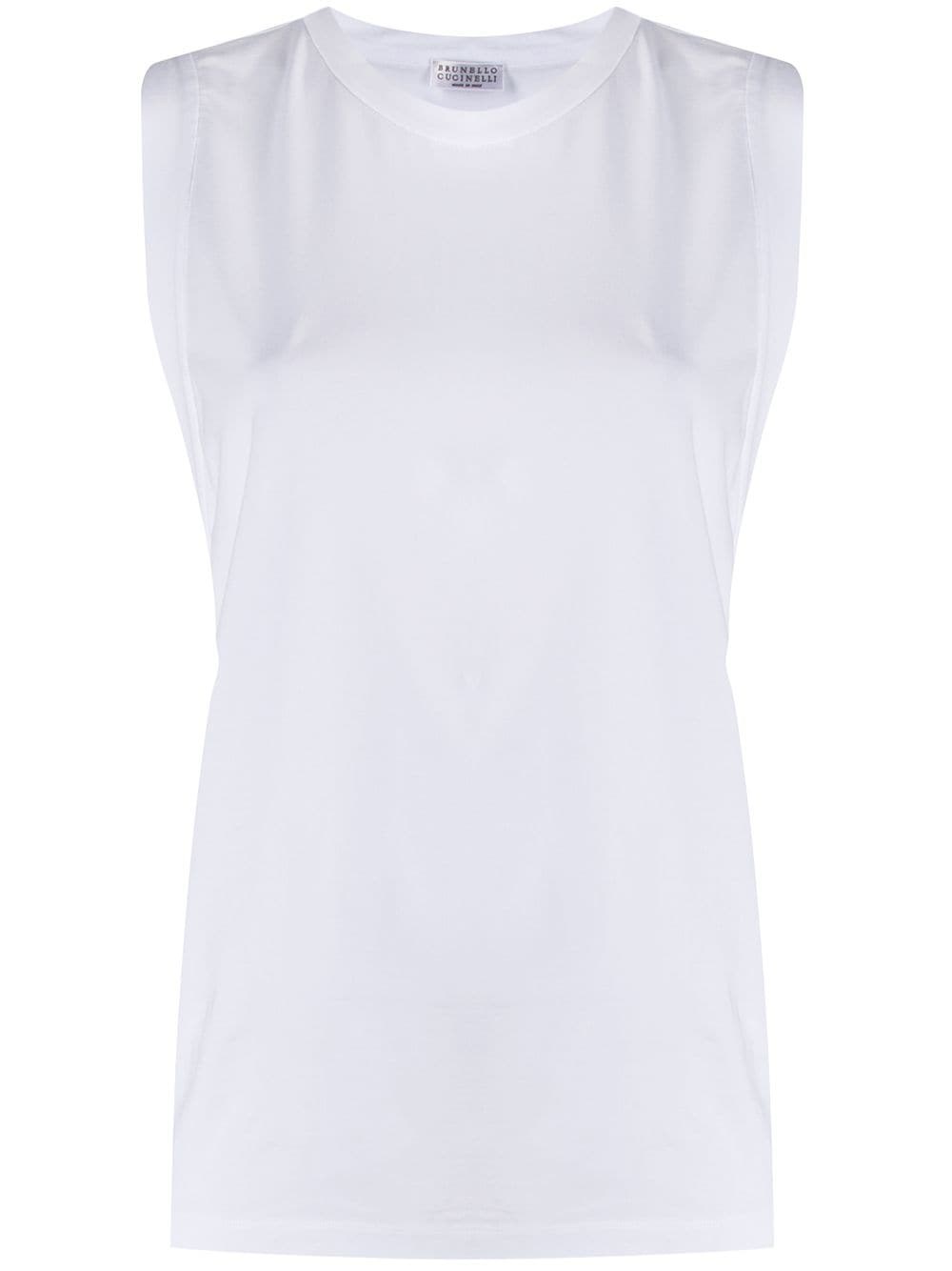 Brunello Cucinelli White Basic Tank Top In White
