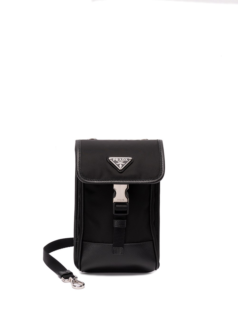 Prada `re-nylon And Saffiano Leather Smartphone Case In Black