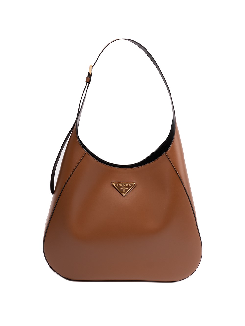 Large leather shoulder bag with topstitching