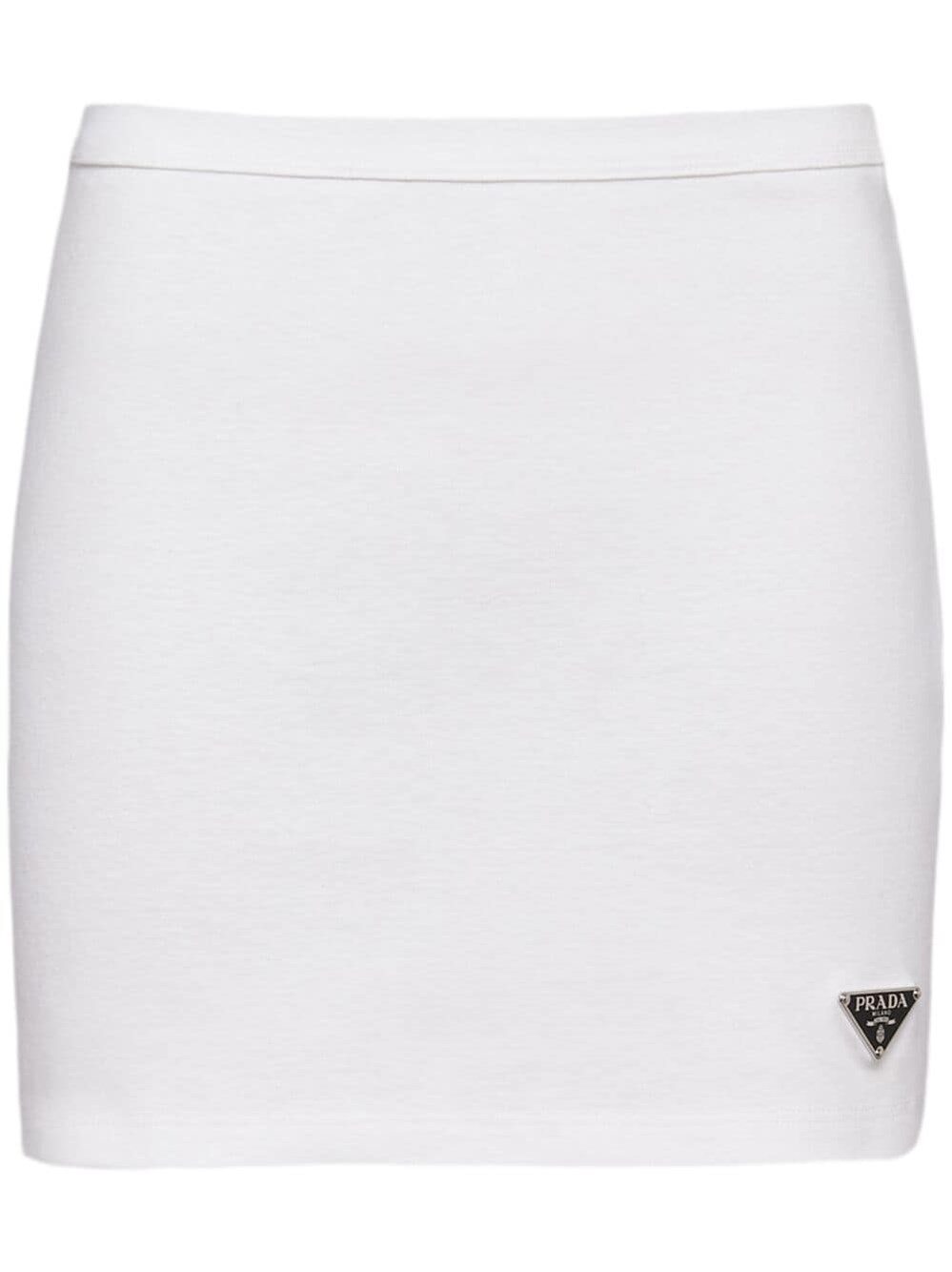 Prada Logo-plaque Cotton Miniskirt In White