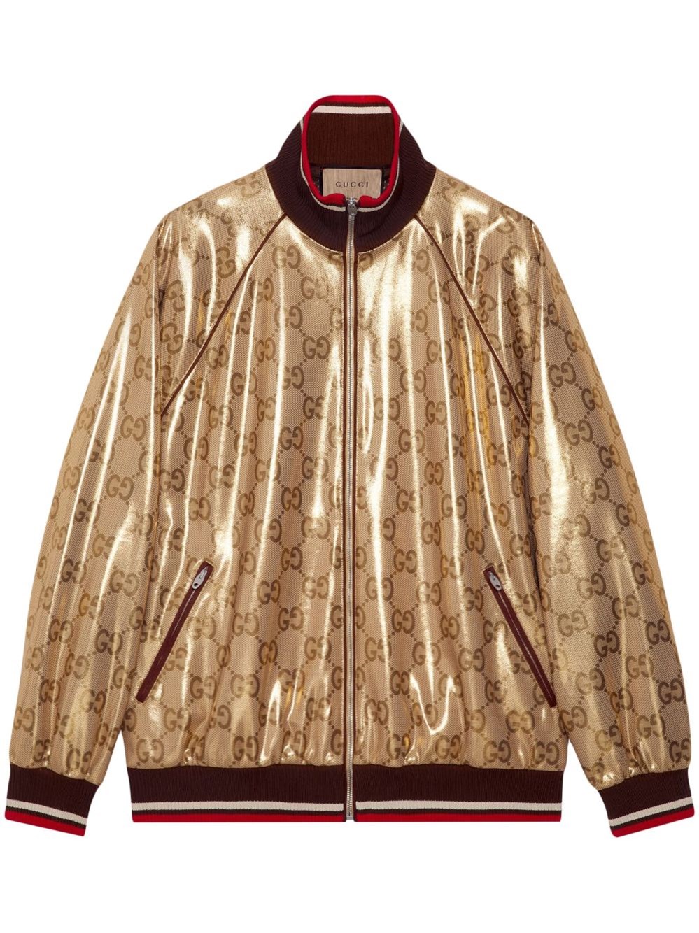 Gucci Gg Technical Jersey Zip Jacket In Gold