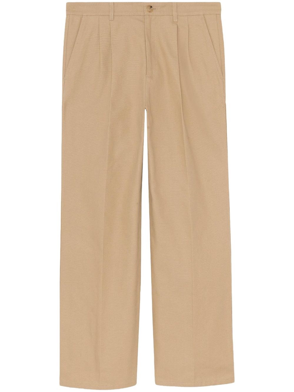 Shop Gucci Dyed Cotton Pants With Patch In Beige