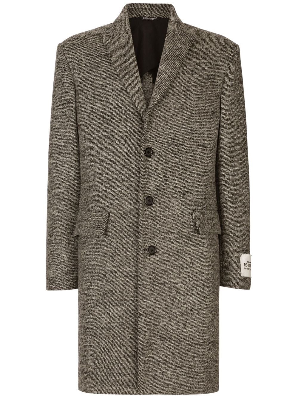 Dolce & Gabbana Tailored Herringbone Coat In Black  