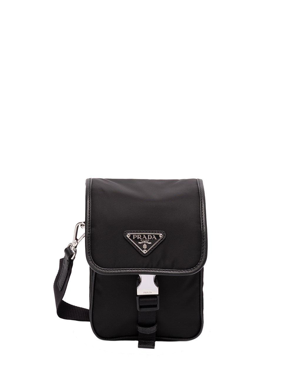 Shop Prada `re-nylon` And Saffiano Leather Shoulder Bag In Black  