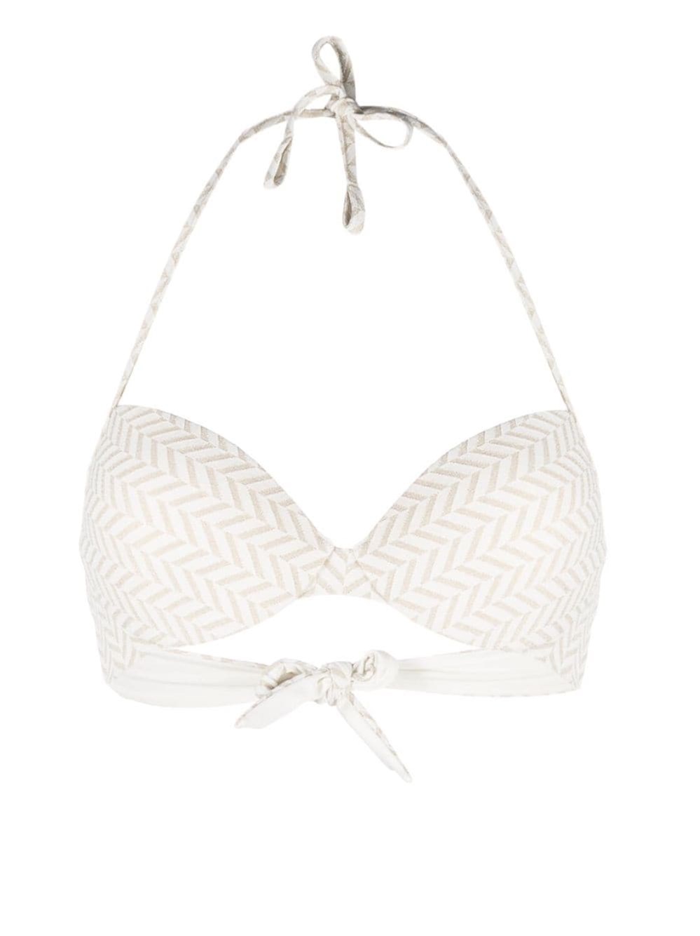 Twinset Herringbone-pattern Bikini Top In White